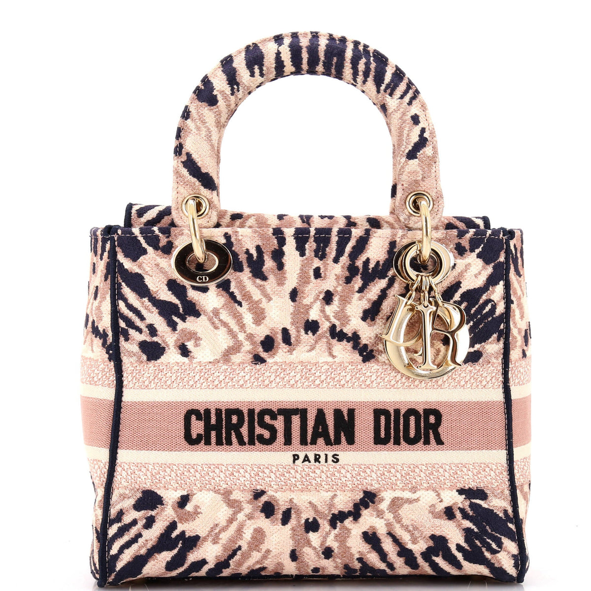 Christian Dior Lady D-Lite Bag Embroidered Canvas Medium