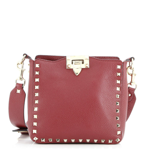 VALENTINO GARAVANI Rockstud Flip Lock Messenger Bag Leather Mini
