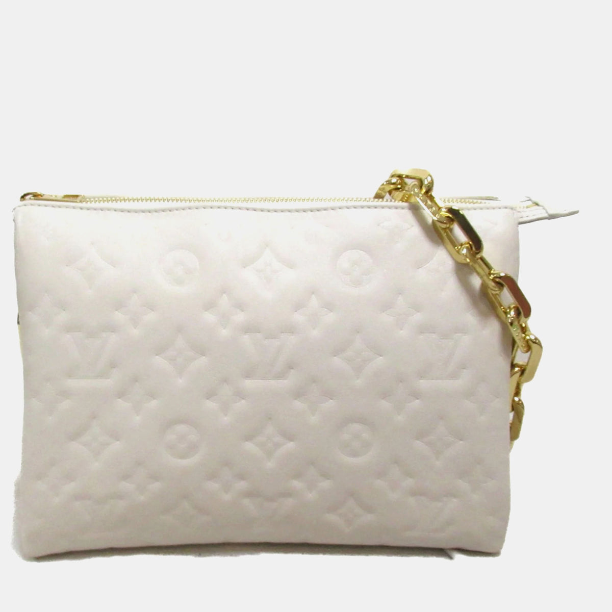 Louis Vuitton Beige Leather Monogram Coussin PM Shoulder Bag