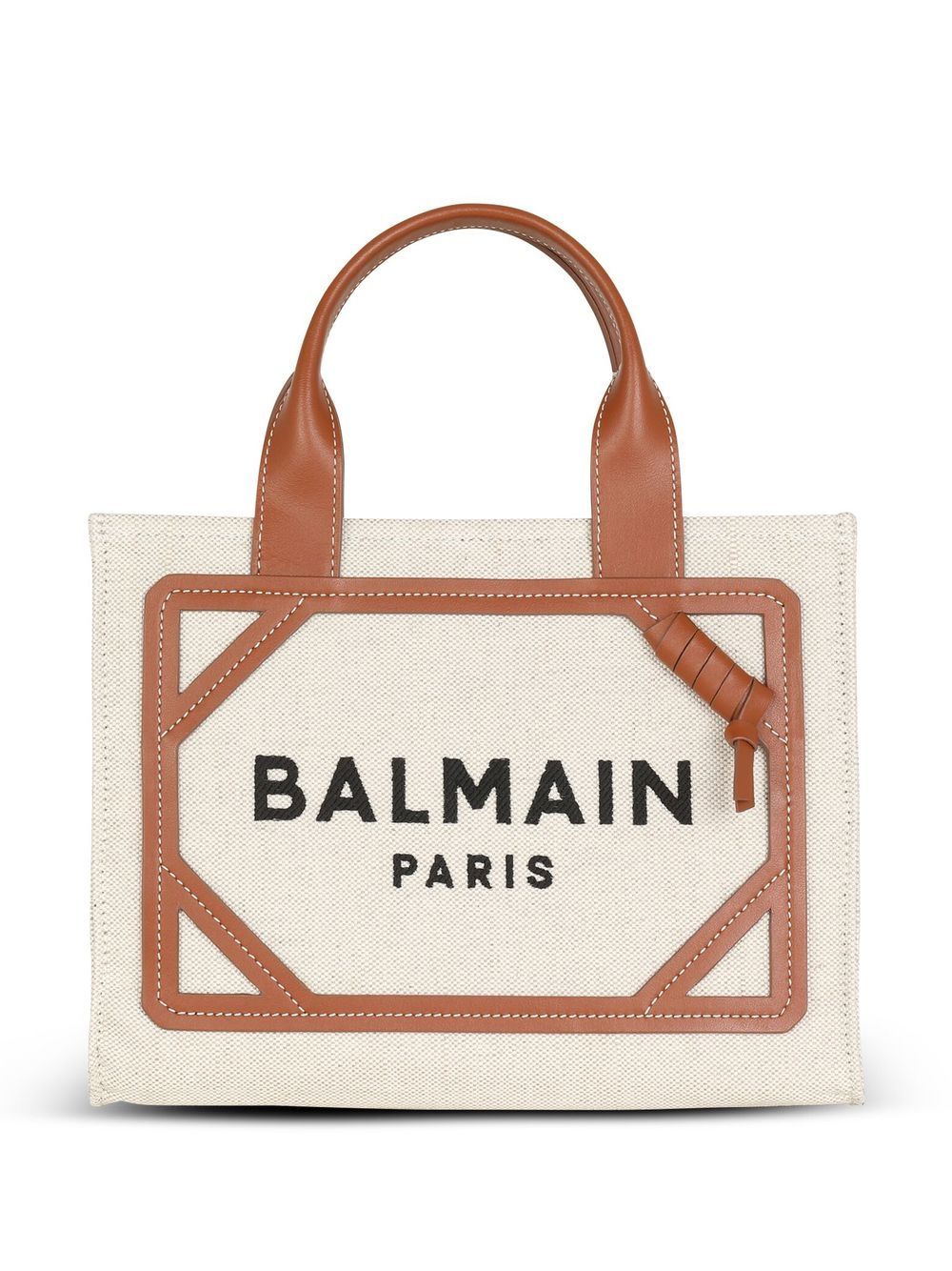 Balmain Women's B Army Small Canvas Tote Bag in Leather Brown | Size UNI | DN1FE809TDCSGEM