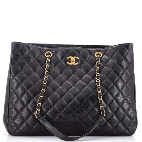CHANEL Classic CC Shopping Tote Quilted Caviar Large