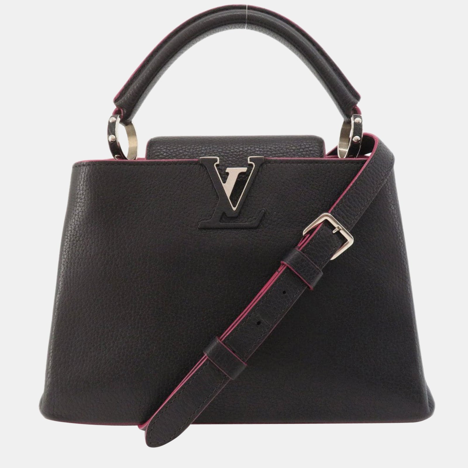 Louis Vuitton Black/Pink Leather Capucines BB Top Handle Bag