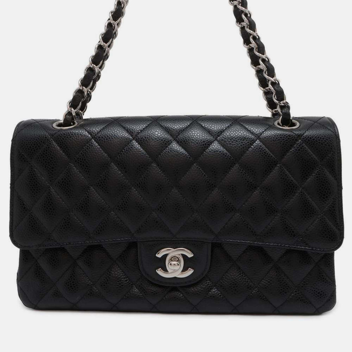 Chanel Black Leather Medium Classic Double Flap Shoulder Bag
