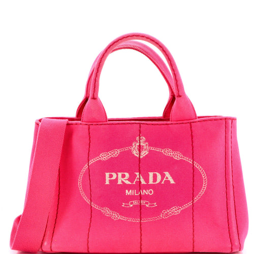 PRADA Canapa Convertible Shopping Tote Canvas Small