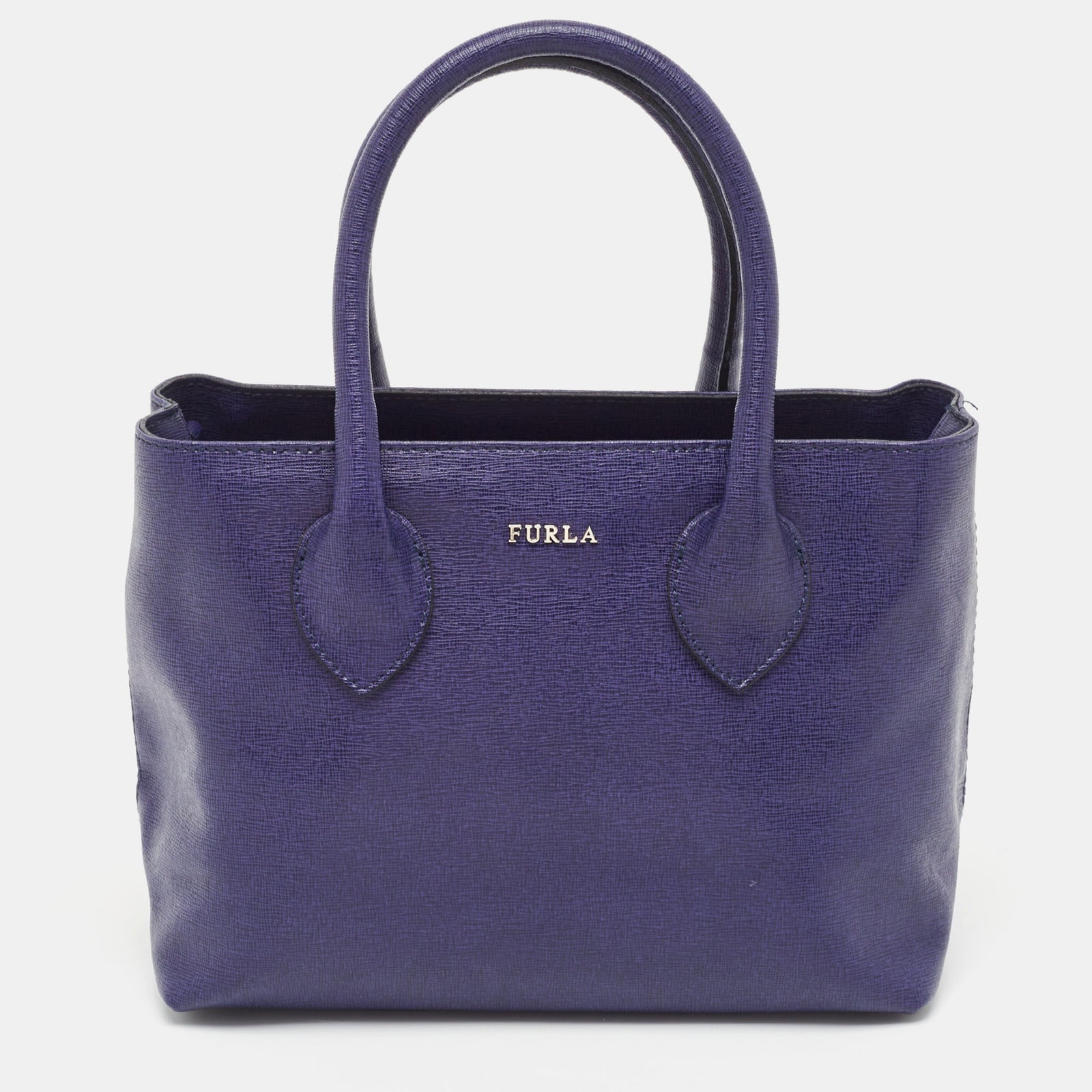 Furla Blue Leather Middle Zip Tote