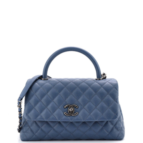 CHANEL Coco Top Handle Bag Quilted Caviar Small