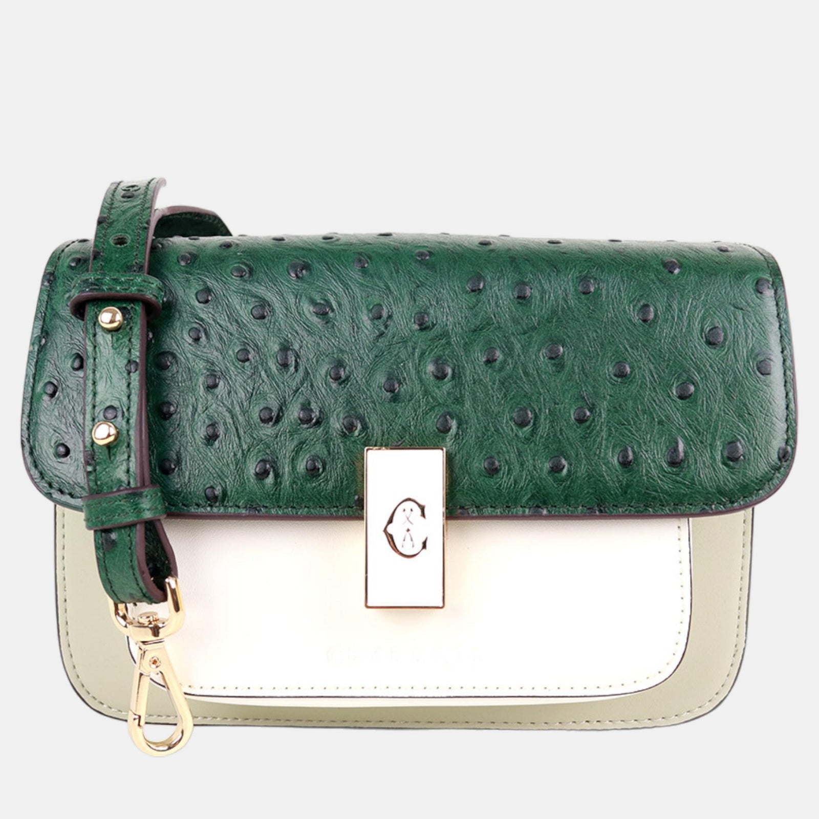 Charriol Green/Beige/Grey Leather LE REVE Crossbody