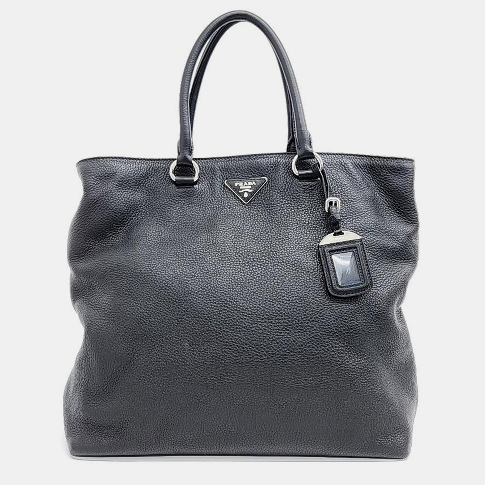 Prada Black Leather Vitello Dino Tote Bag