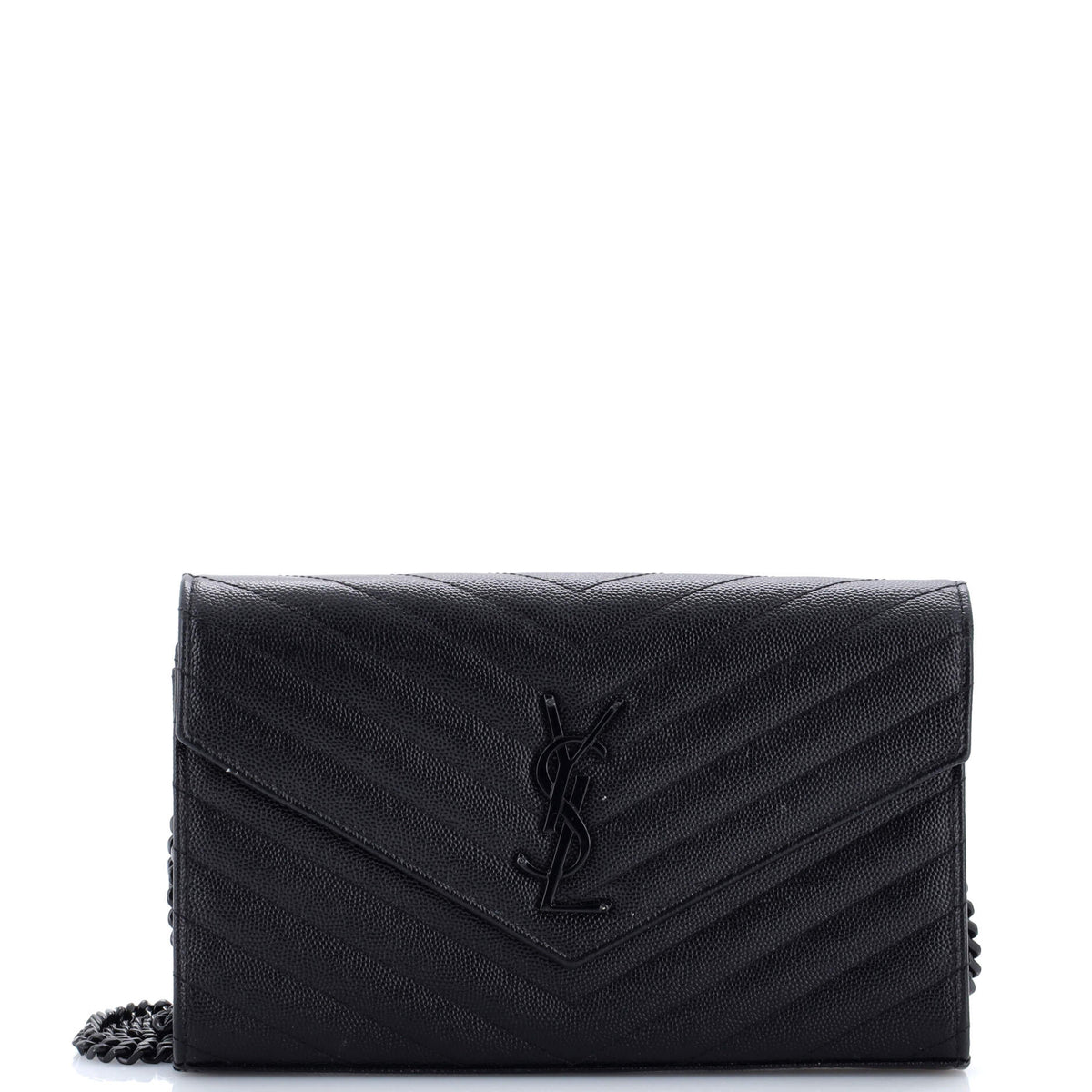 Saint Laurent Classic Monogram Wallet on Chain Matelasse Chevron Leather Medium