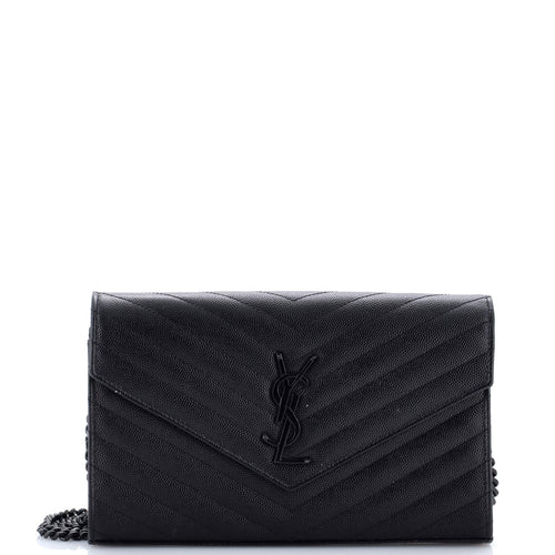 Classic Monogram Wallet on Chain Matelasse Chevron Leather Medium