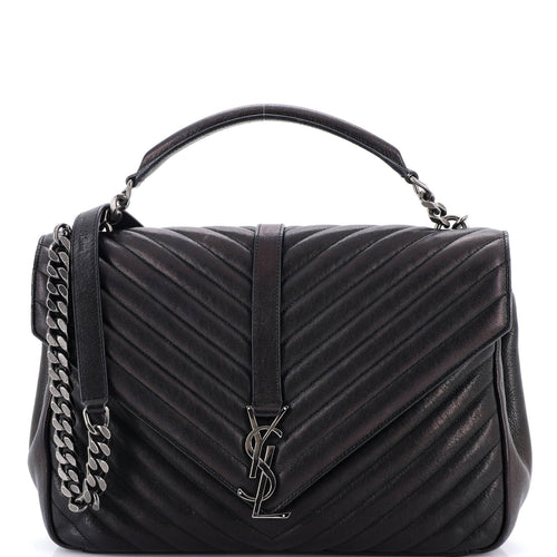 Classic Monogram College Bag Matelasse Chevron Leather Large