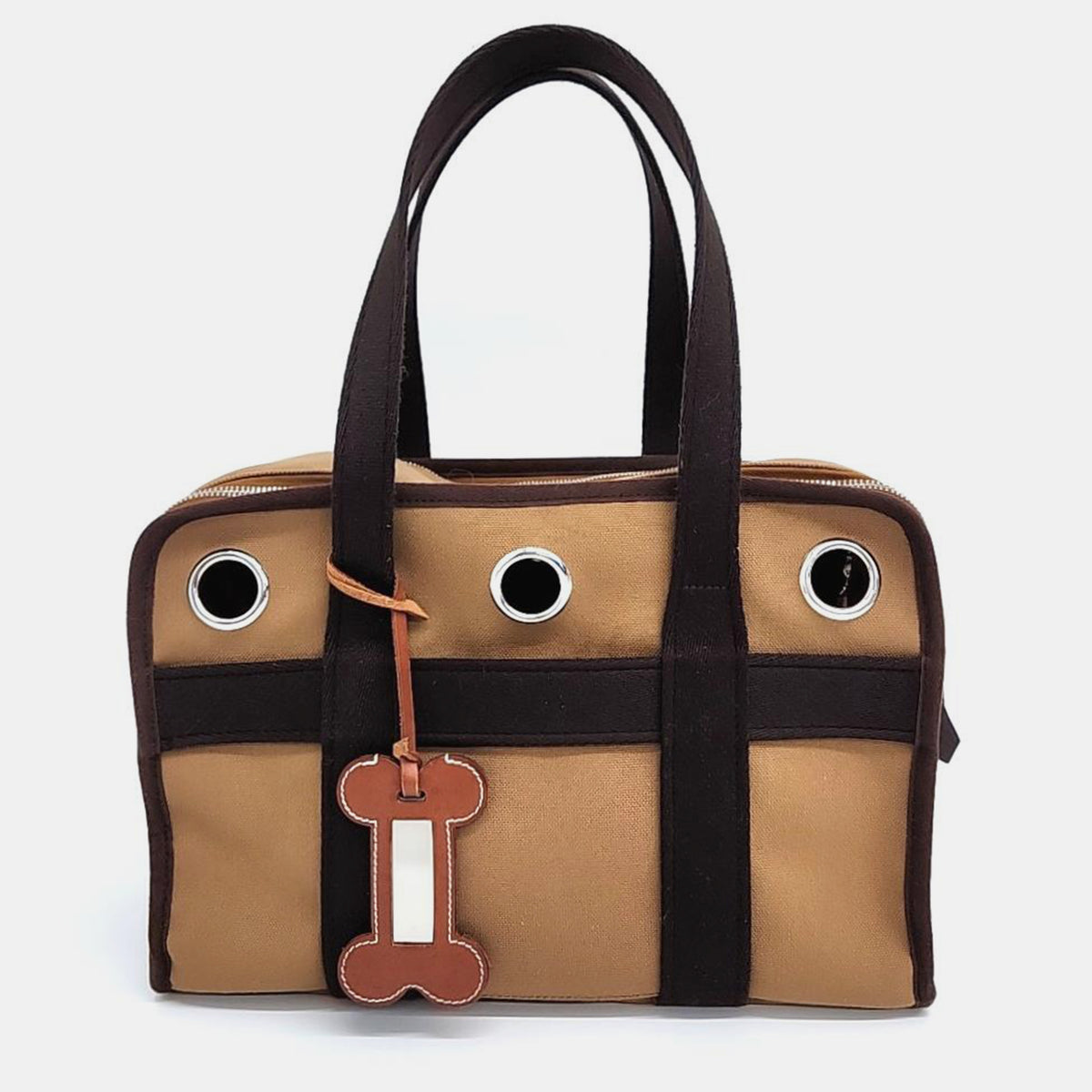 Hermès Beige/Brown Canvas Pet Carrying Bag