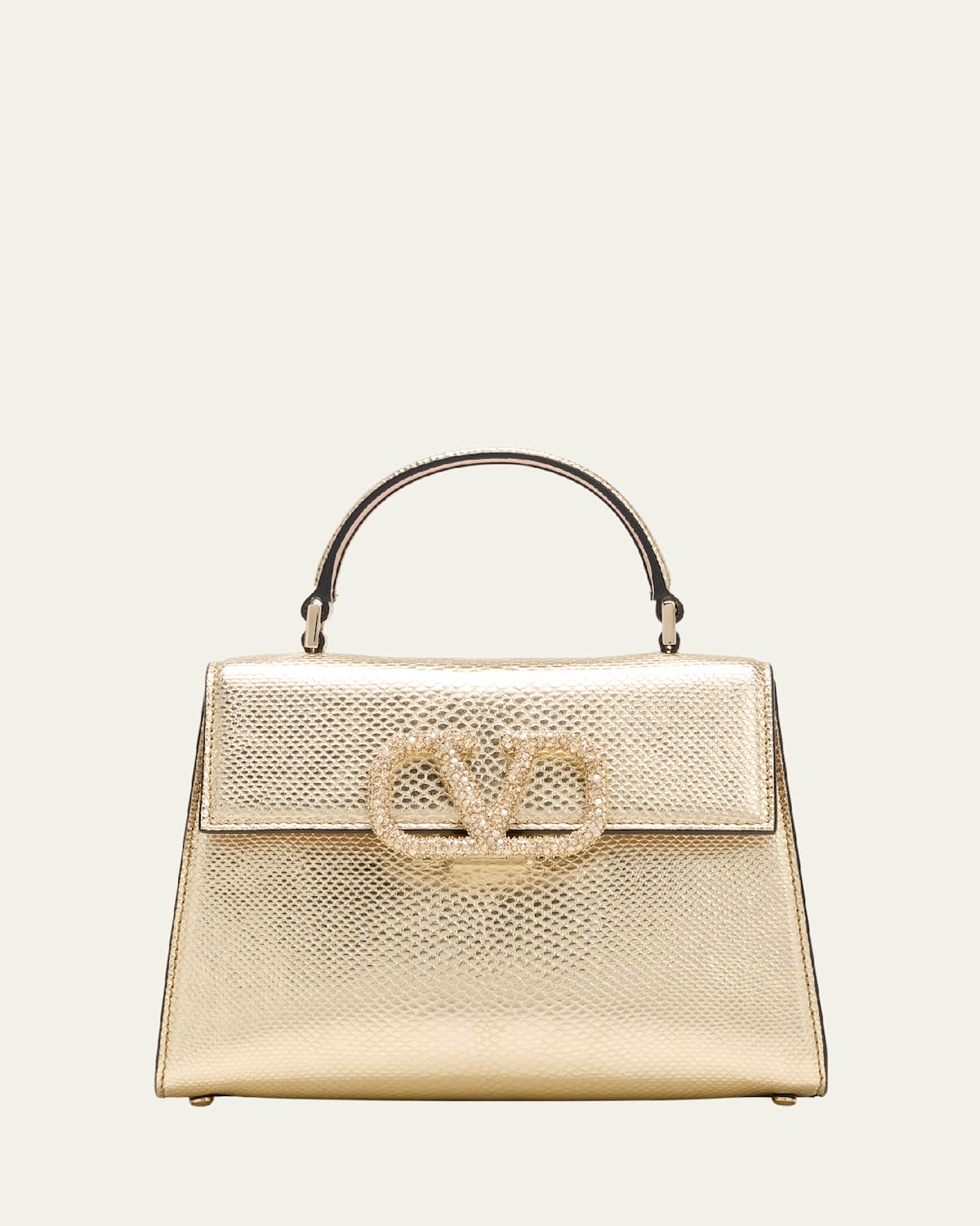 Boss VSLING Small Metallic Snake-Embossed Leather Top-Handle Bag