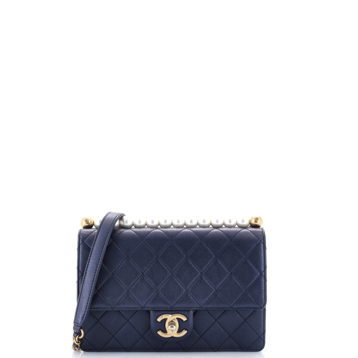 Chanel CHANEL Chic Pearls Flap Bag Quilted Goatskin with Acrylic Beads Small