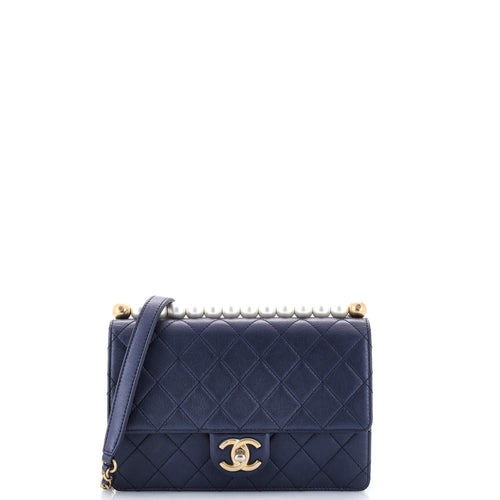 CHANEL Chic Pearls Flap Bag Quilted Goatskin with Acrylic Beads Small