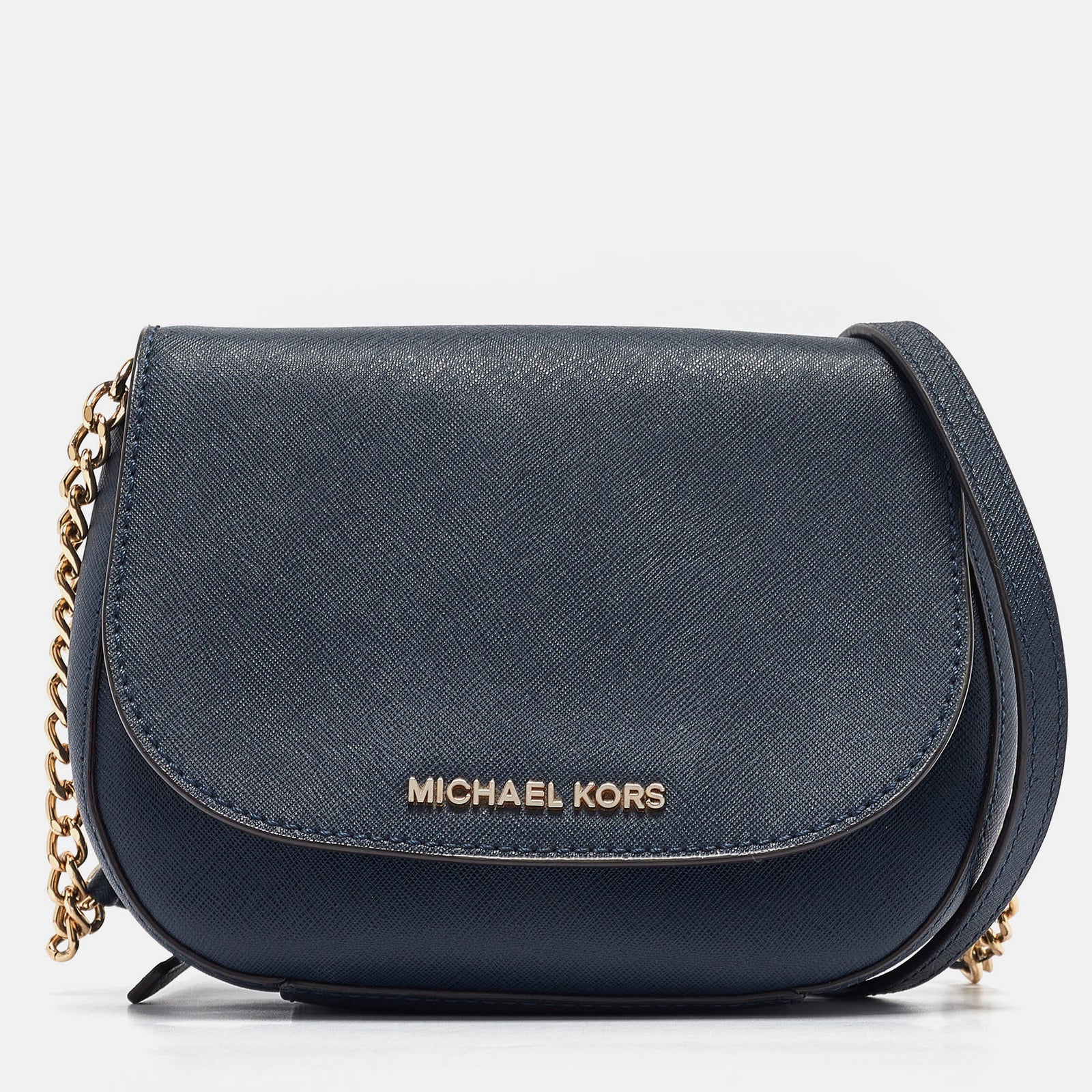 Michael Kors Navy Blue Leather Flap Crossbody Bag