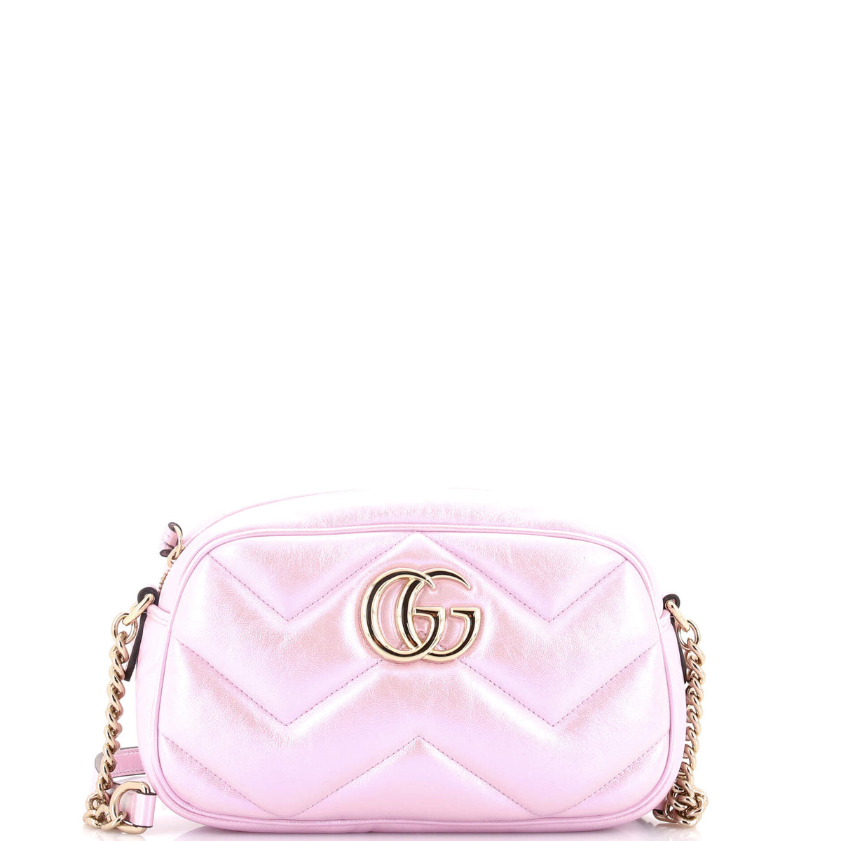 Gucci GUCCI GG Marmont Shoulder Bag Chevron Iridescent Leather Small