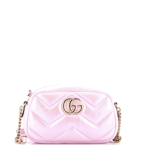 GUCCI GG Marmont Shoulder Bag Chevron Iridescent Leather Small