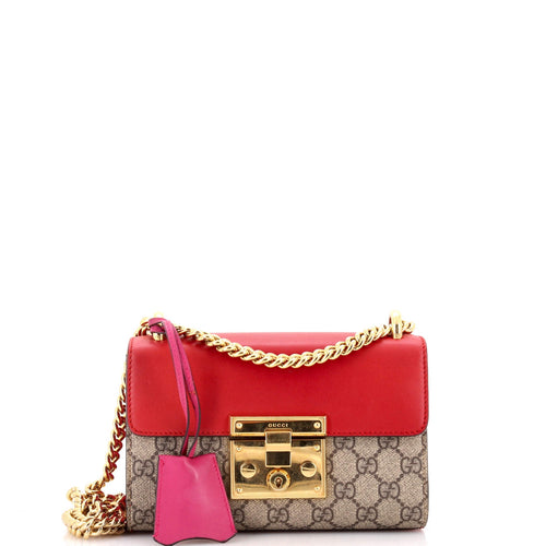 GUCCI Padlock Shoulder Bag GG Coated Canvas and Leather Small