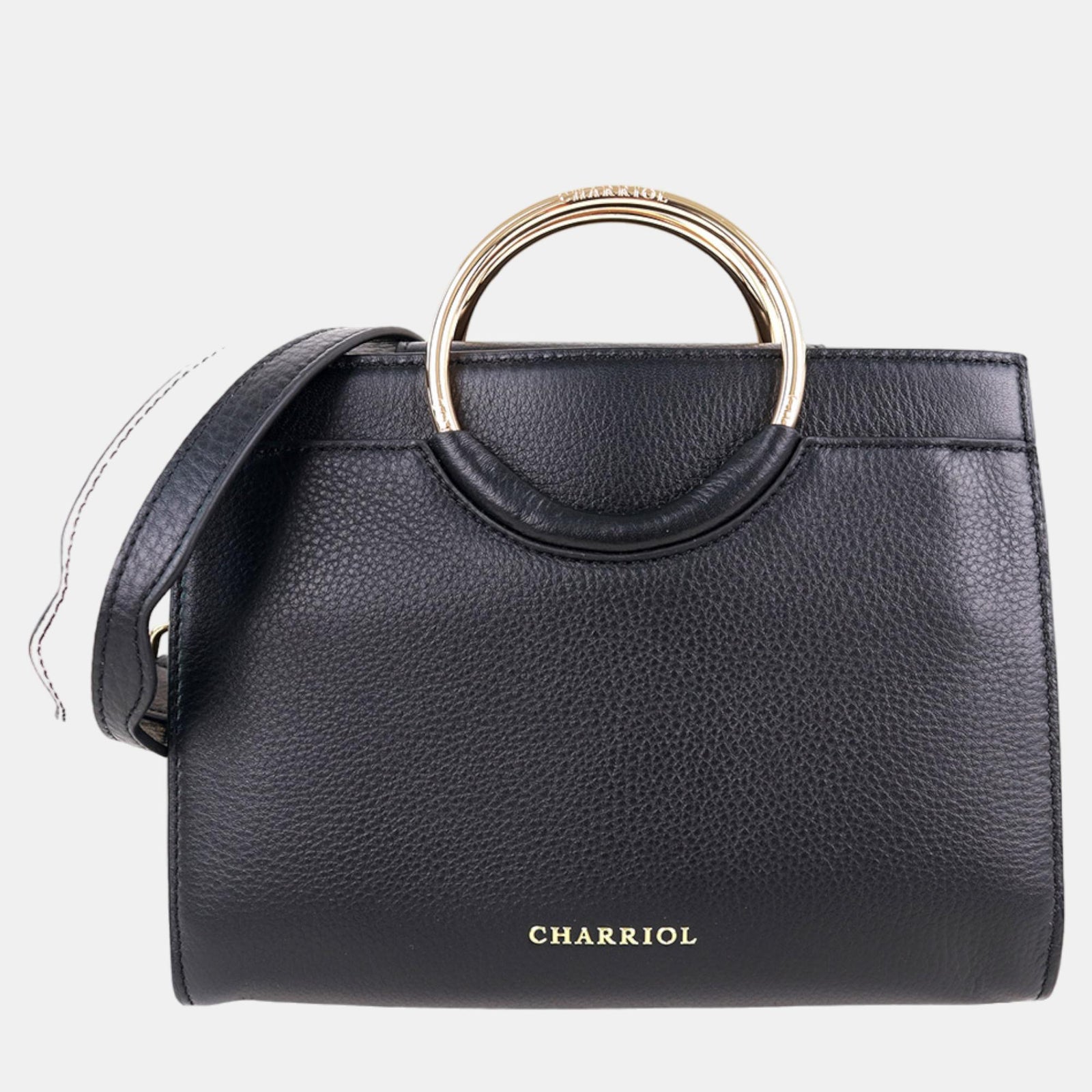 Charriol Black/Light Brown Leather Forever Handbag