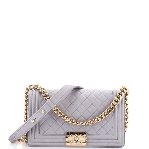CHANEL Boy Flap Bag Quilted Lambskin Old Medium