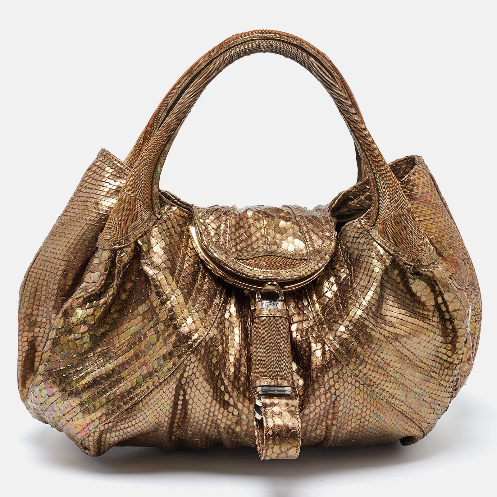 Fendi Gold Python and Metal Mesh Spy Hobo