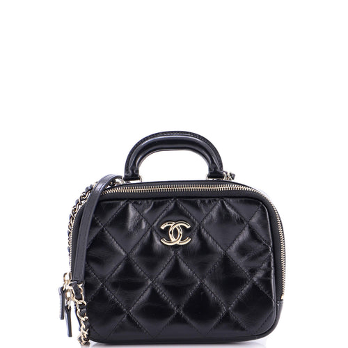 CHANEL Coco Trip Vanity Case Quilted Shiny Lambskin