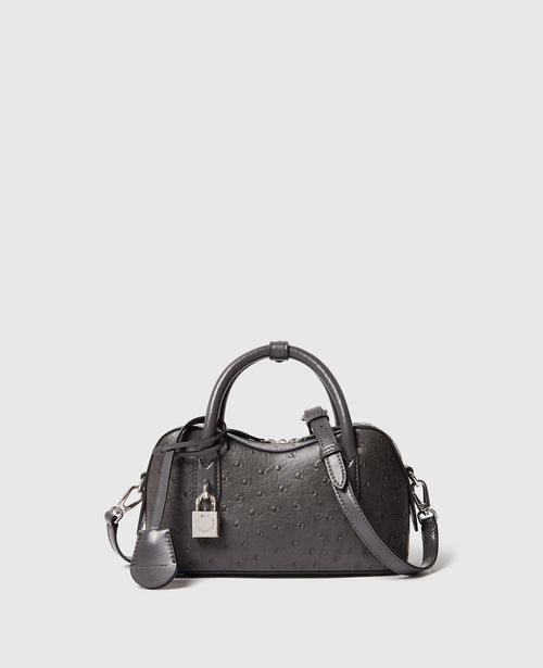 Ryder Ostrich Crossbody Bag, Woman, Slate