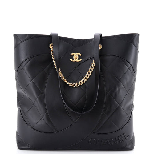 CHANEL Club Monaco Shopping Tote Quilted Lambskin Large