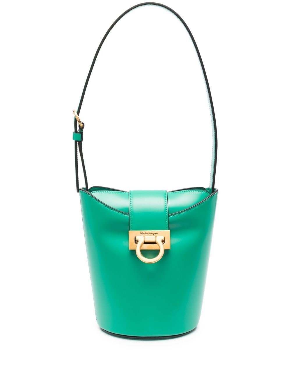 Ferragamo Women's Calf Leather Trifolio Bucket Bag in Green | Size UNICA | 2111940758125