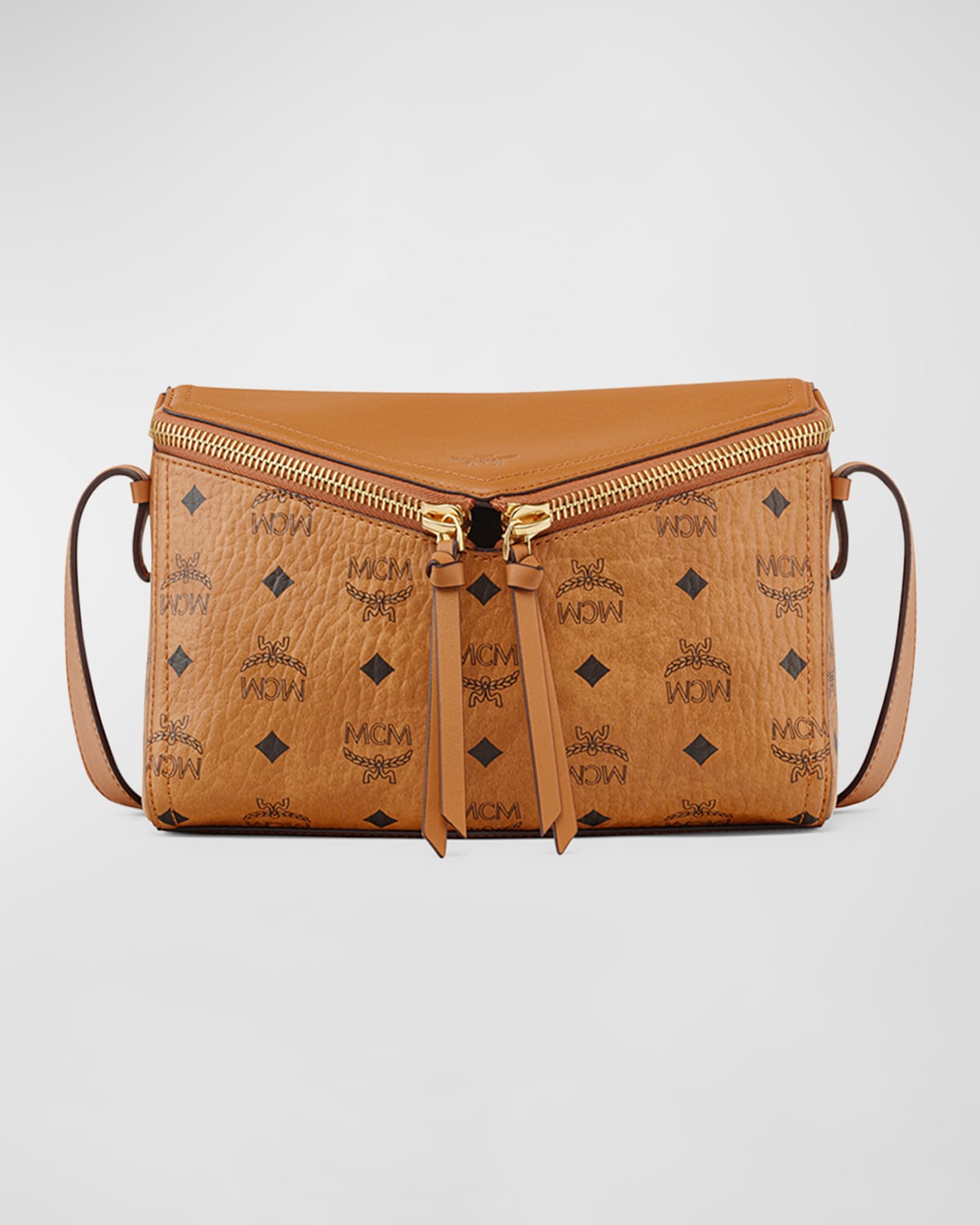 MCM Visetos Zip Faux Leather Shoulder Bag