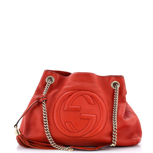 GUCCI Soho Chain Strap Shoulder Bag Leather Medium