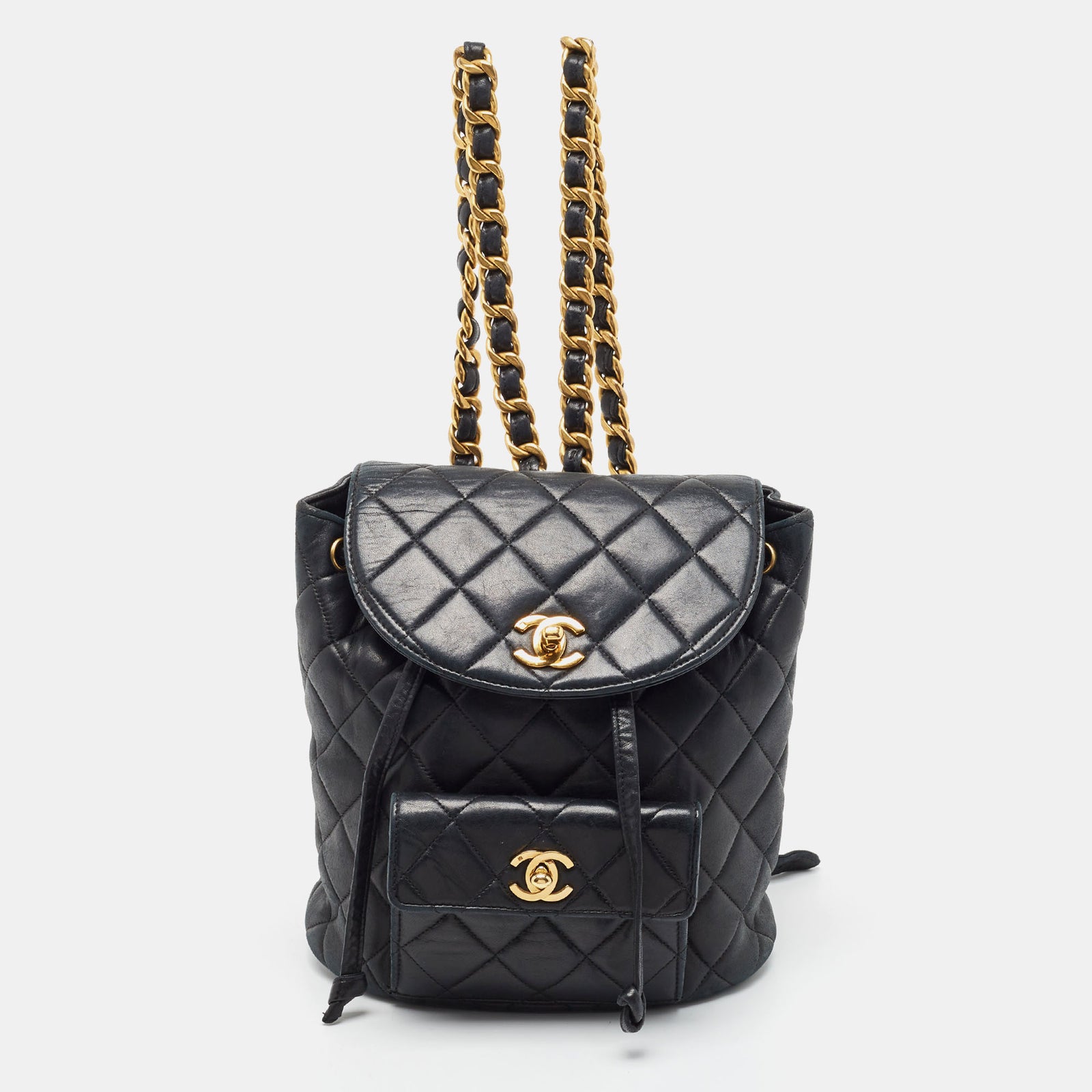 Chanel Black Quilted Leather Vintage Duma Backpack