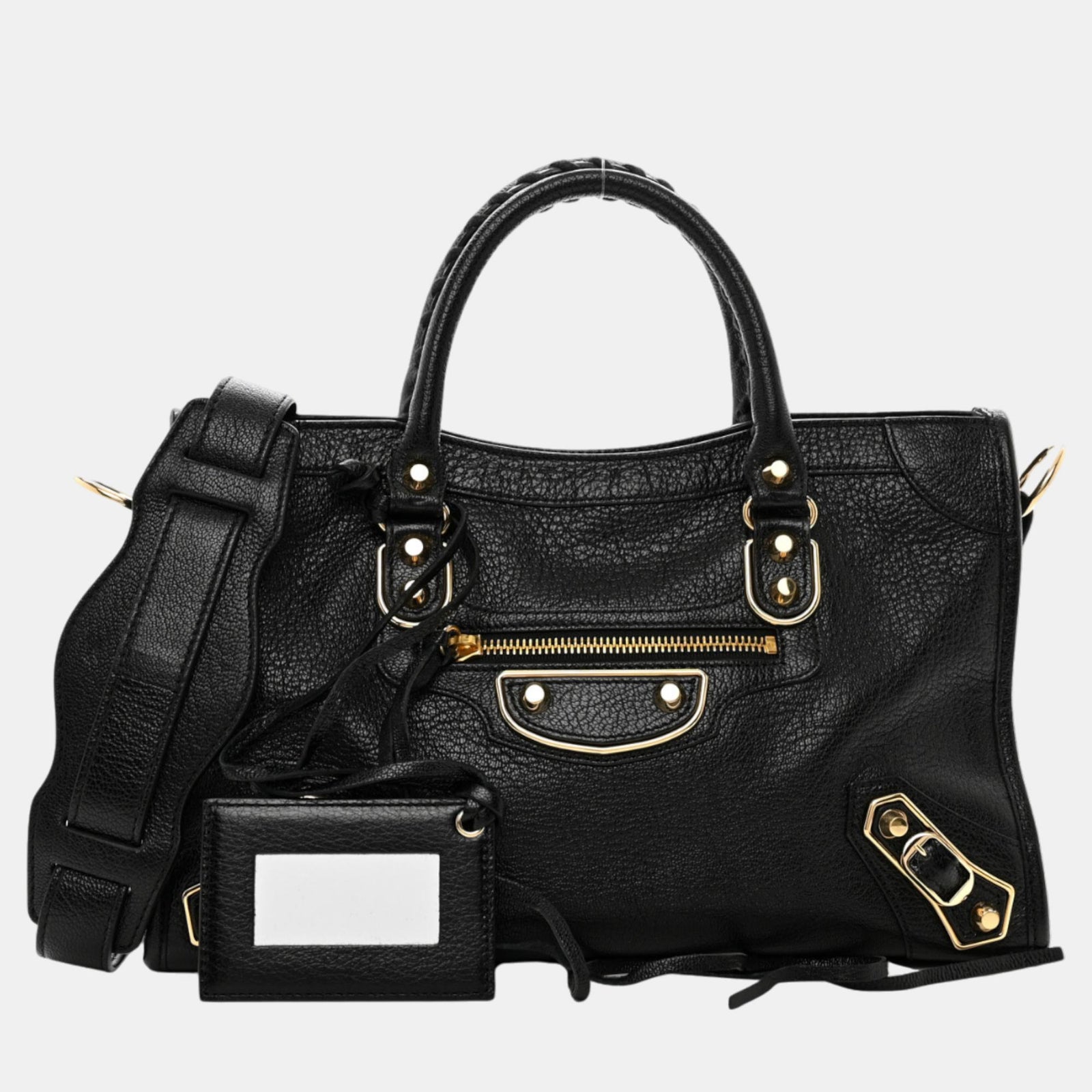 Balenciaga Black Leather Metallic Edge City Tote Bag