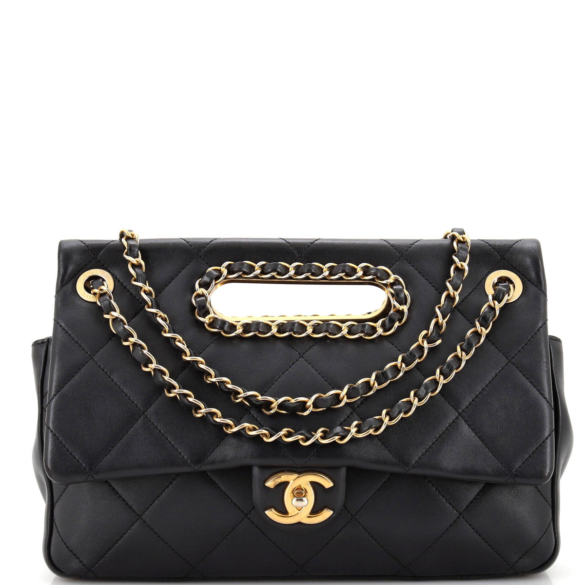 Chanel CHANEL A Real Catch Flap Bag Quilted Lambskin Large