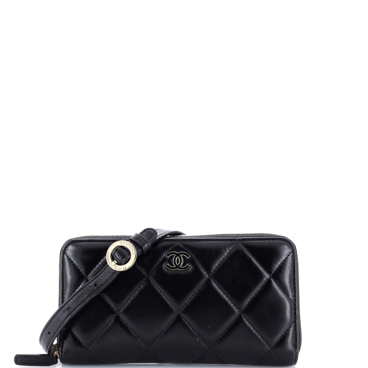 Chanel CHANEL Zip Around Waist Belt Bag Quilted Shiny Lambskin