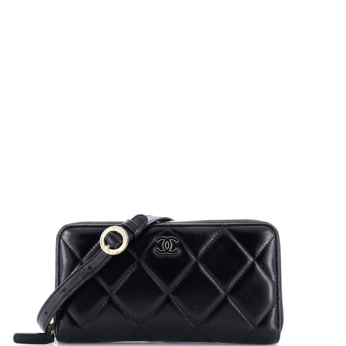 CHANEL Zip Around Waist Belt Bag Quilted Shiny Lambskin