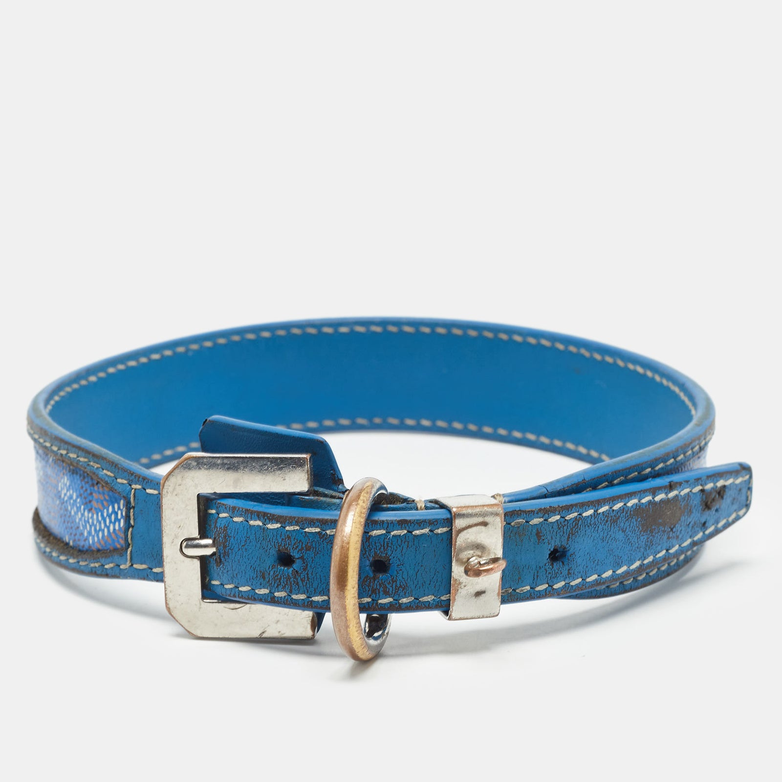 Goyard Blue Goyardine Coated Canvas and Leather Dog Collar