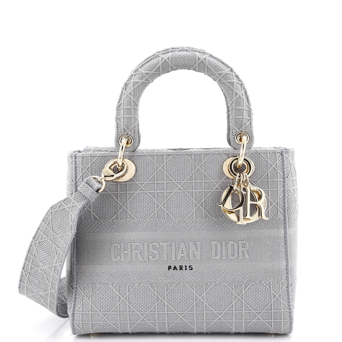 Christian Dior Lady D-Lite Bag Cannage Embroidered Canvas Medium