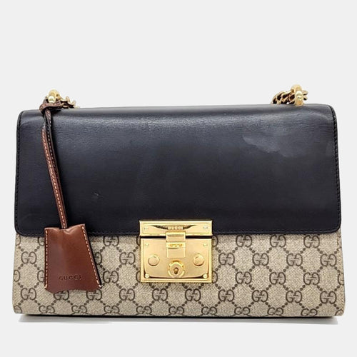 Beige Padlock Supreme Shoulder Bag