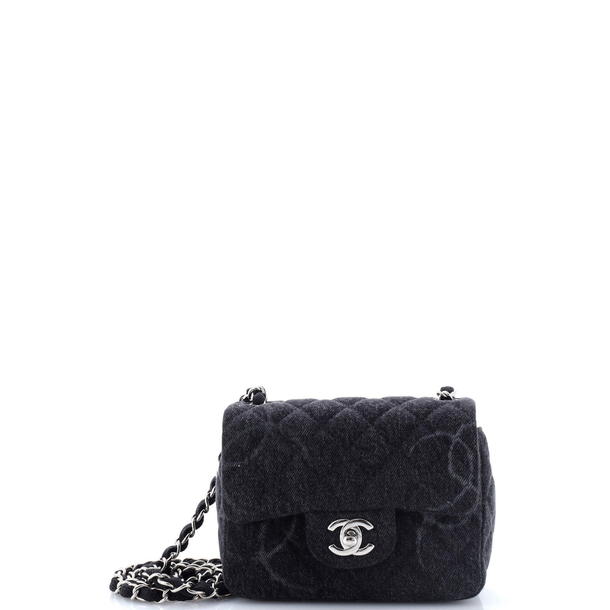 Chanel CHANEL Square Classic Single Flap Bag Quilted CC Printed Denim Mini