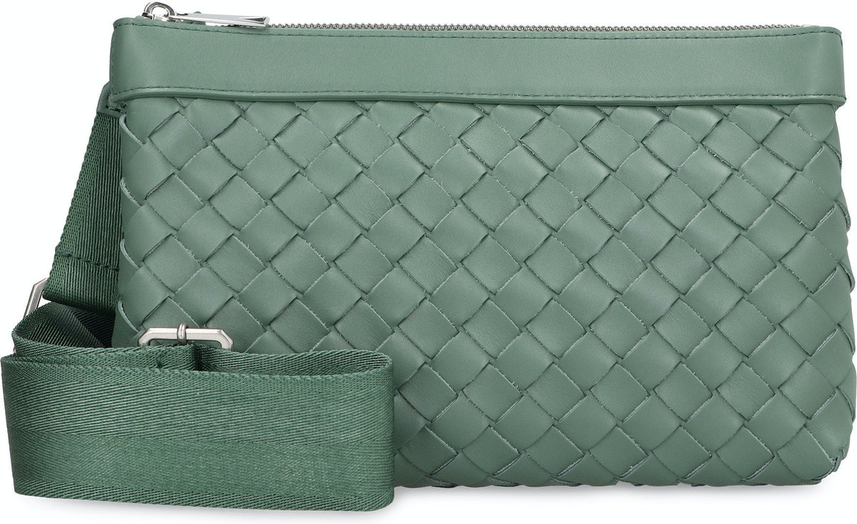 Bottega Veneta Men's Intrecciato Duo Crossbody Bag in Green | 651938V2E42 Color 3269