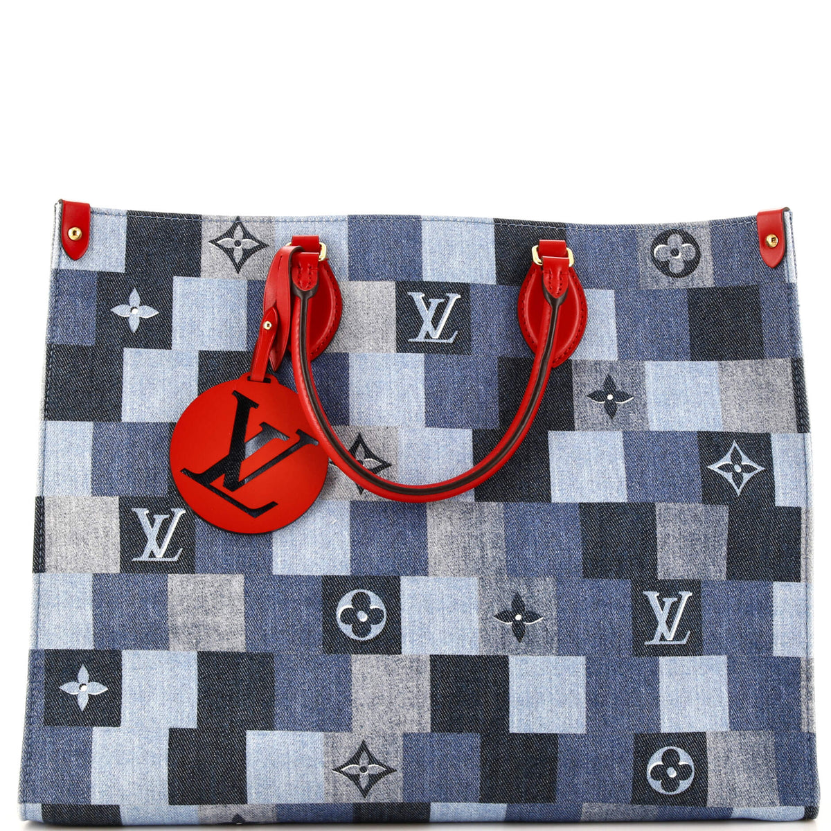 Louis Vuitton OnTheGo Tote Damier and Monogram Patchwork Denim GM