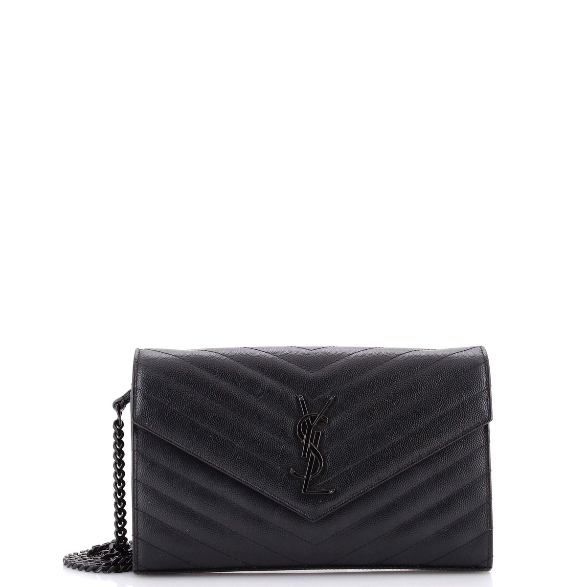 Saint Laurent Classic Monogram Wallet on Chain Matelasse Chevron Leather Medium
