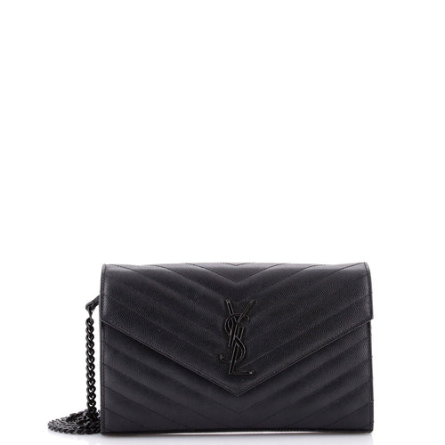 Classic Monogram Wallet on Chain Matelasse Chevron Leather Medium