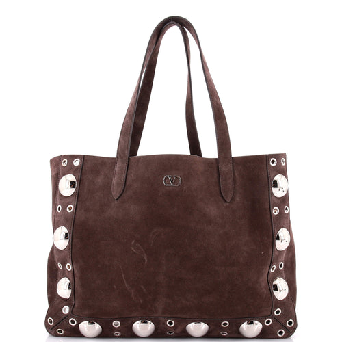 VALENTINO GARAVANI Nellcote Tote Bag Studded Suede Medium