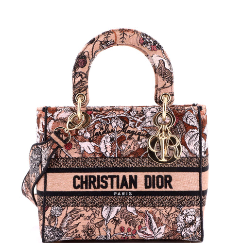 Lady D-Lite Bag Embroidered Canvas Medium