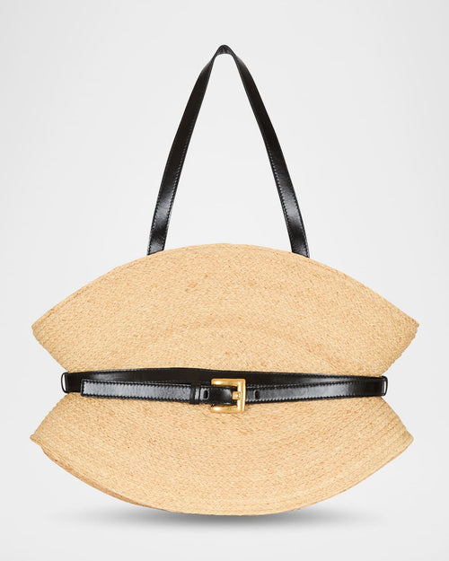 Shuffle Belted Shoulder Bag in Raffia