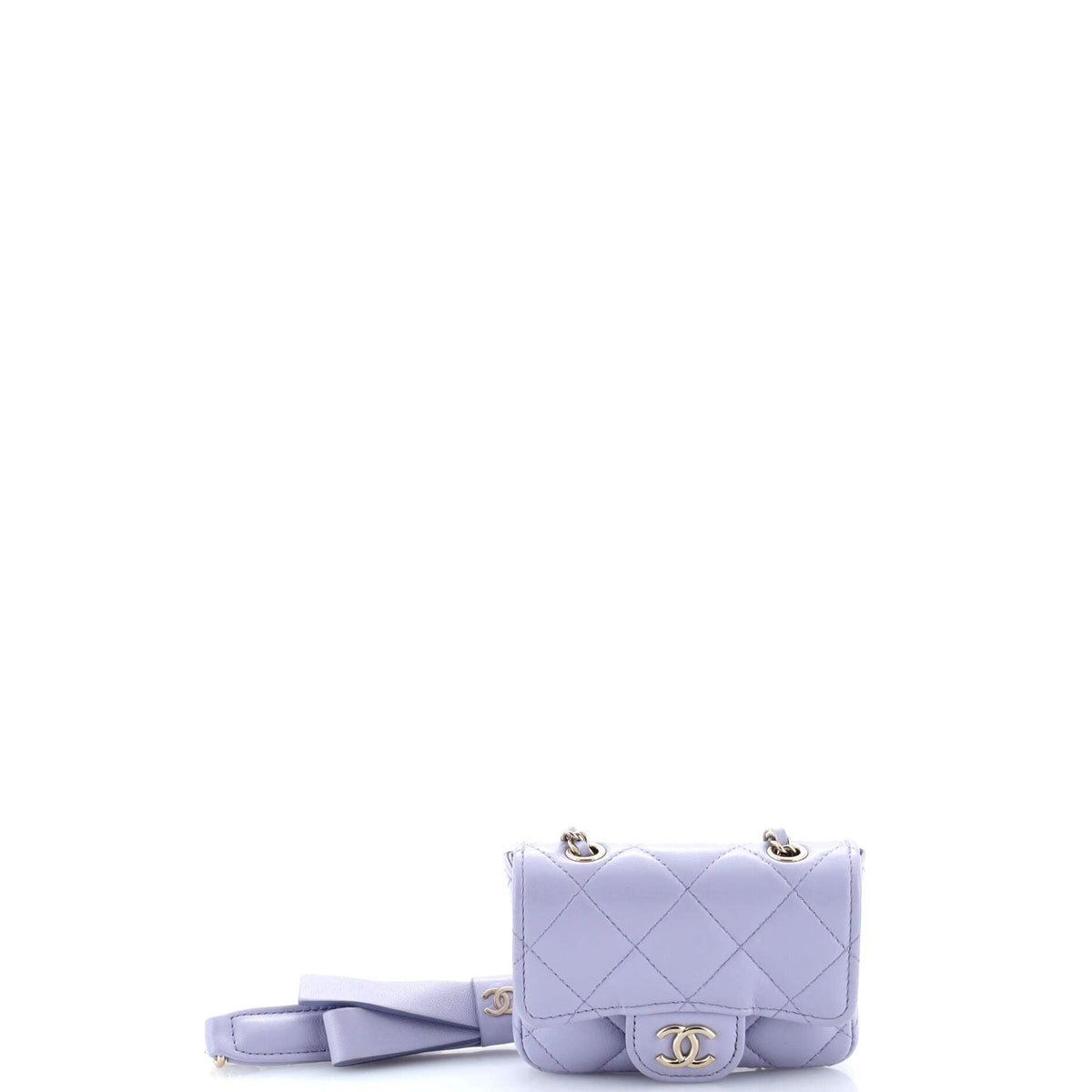 Chanel CHANEL Bow Strap Classic Flap Clutch with Chain Quilted Lambskin Mini