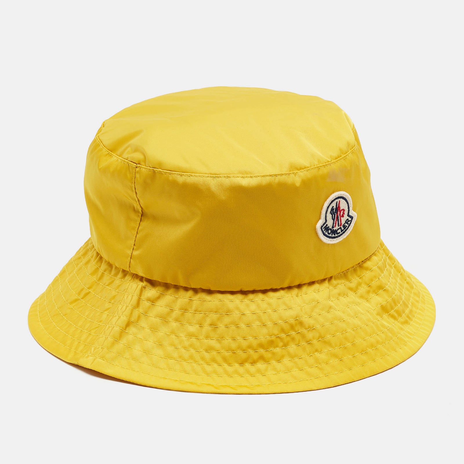 Moncler Yellow Logo Patch Nylon Bucket Hat S